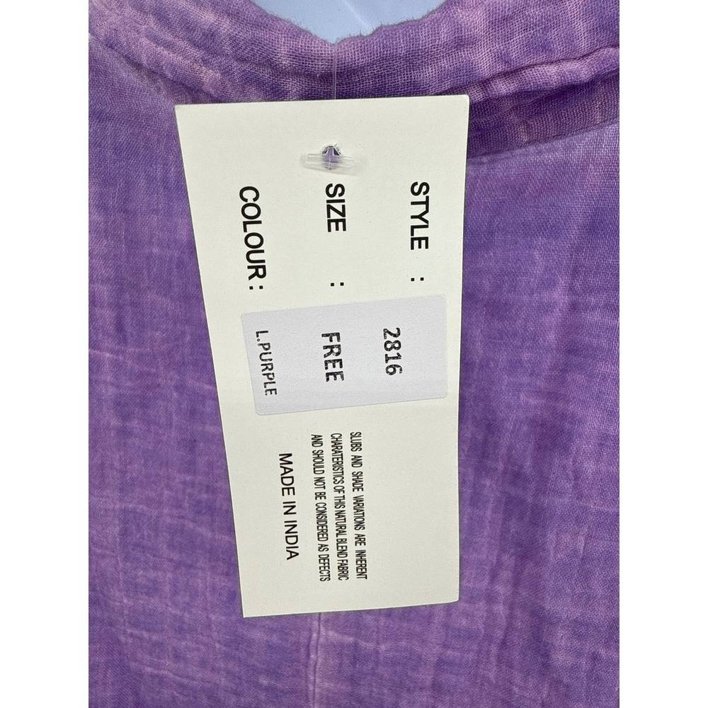 Zury Womens Light Purple Cotton Crinkle Gauze Button Down Shirt OS 2816 New - Picture 7 of 9